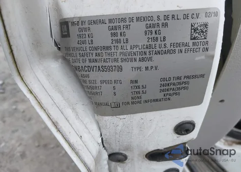 2010 Chevrolet Hhr Lt from USA, damaged, VIN 3GNBACDV7AS593709